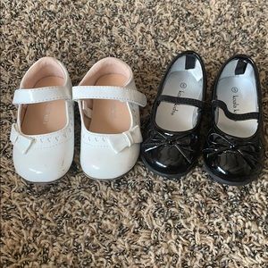 Black and white dress shoes